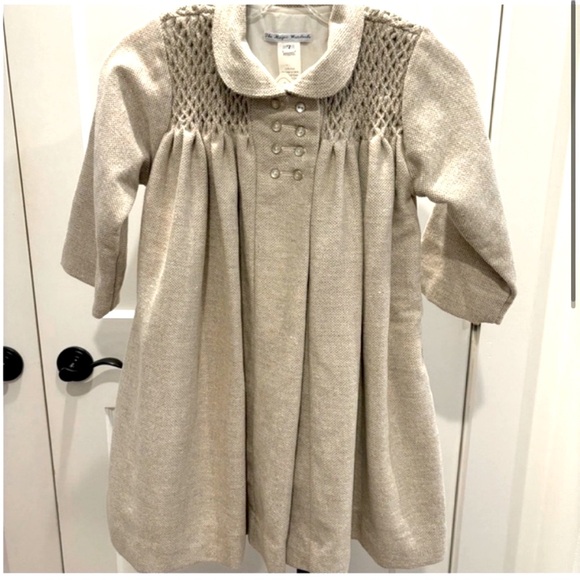 The Magic Wardrobe pure wool button front dress coat girl size 7 smocking collar - Picture 1 of 11